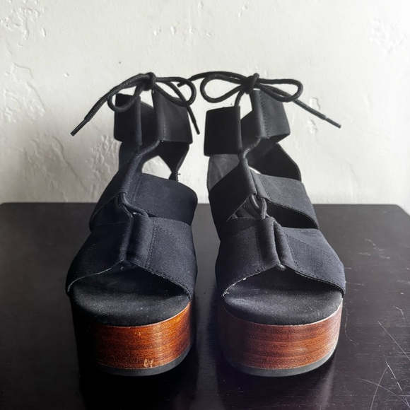 Kelsi Dagger Brooklyn Decatur Platform Sandals in Black Stretch - Picture 3 of 8